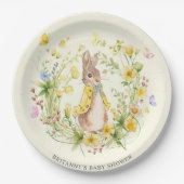 Waterverf Peter Rabbit Wildflowers Baby shower Papieren Bordje (Voorkant)