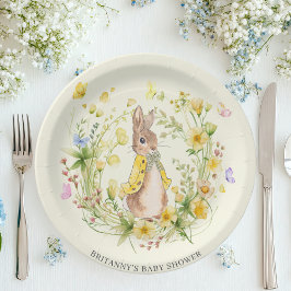 Waterverf Peter Rabbit Wildflowers Baby shower Papieren Bordje