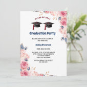 waterverf petten floral afstuderen kaart (Staand voorkant)