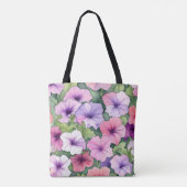Waterverf petunia bloemen tote bag (Achterkant)