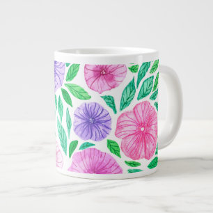 Waterverf petunia tuin grote koffiekop