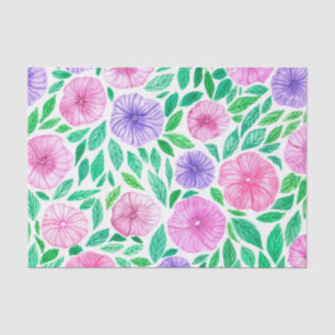 Waterverf petunia tuin tissuepapier