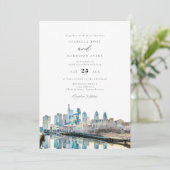 Waterverf Philadelphia Pennsylvania City bruiloft Kaart (Staand voorkant)