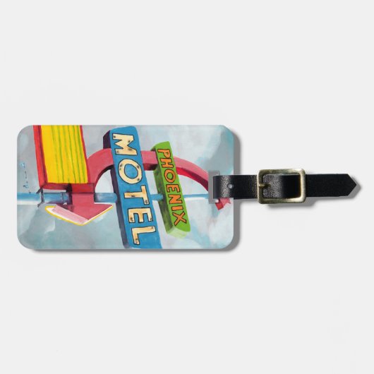 Waterverf Phoenix Motel Bagagelabel (Voorkant horizontaal)