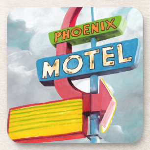 Waterverf Phoenix Motel Bier Onderzetter