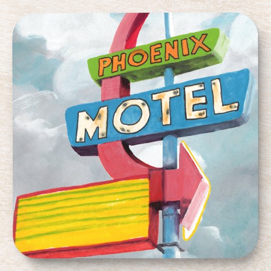 Waterverf Phoenix Motel Bier Onderzetter (Voorkant)