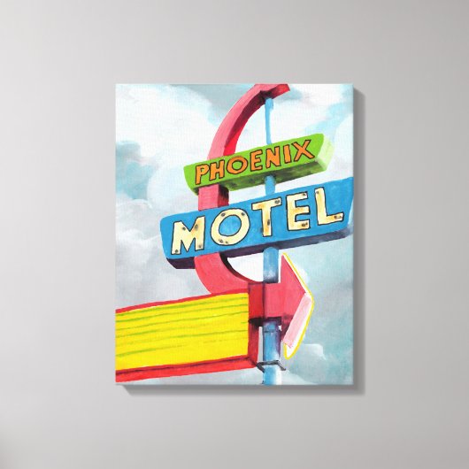 Waterverf Phoenix Motel Canvas Afdruk (Voorkant)