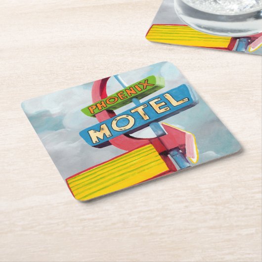 Waterverf Phoenix Motel Kartonnen Onderzetters (Schuin)