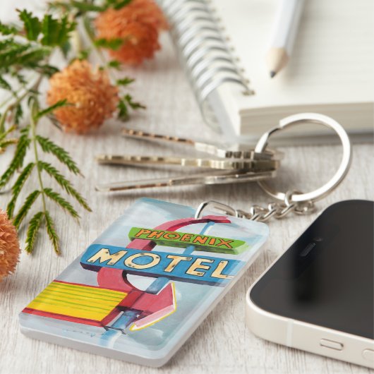 Waterverf Phoenix Motel Sleutelhanger (Voorkant Rechts)