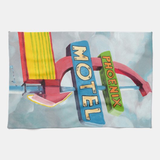 Waterverf Phoenix Motel Theedoek (Horizontaal)