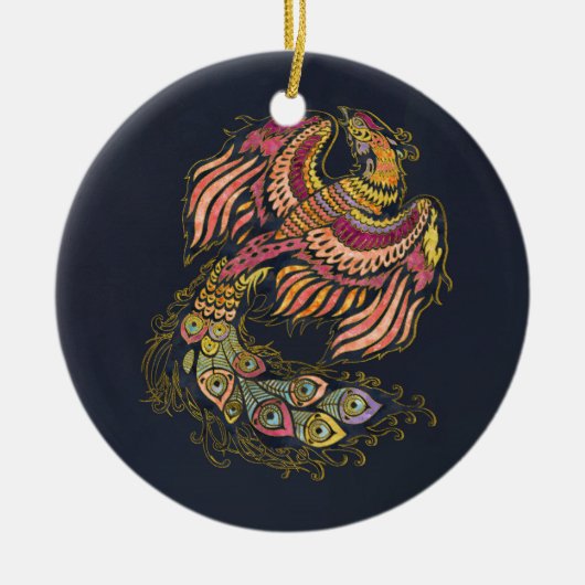 Waterverf Phoenix vogel Keramisch Ornament (Voorkant)