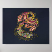 Waterverf Phoenix vogel Poster (Voorkant)