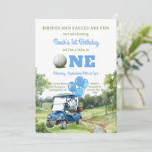 Waterverf Photo Hole in One Golf 1st Birthday Kaart (Staand voorkant)