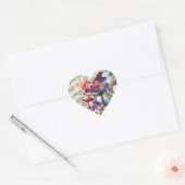 Waterverf Piano en Flowers Hart Sticker (Envelop)
