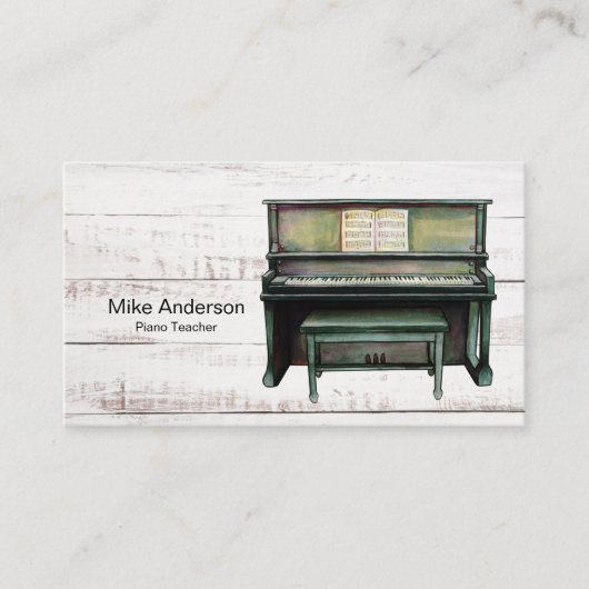  Waterverf Piano-leraar Visitekaartje (Voorkant)