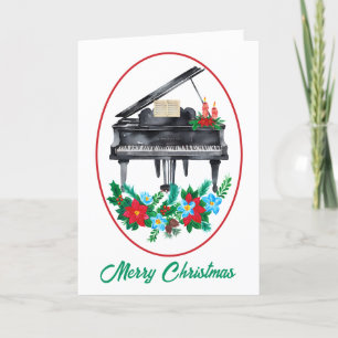 Waterverf Piano Music-leraar Kerstmis Feestdagen Kaart