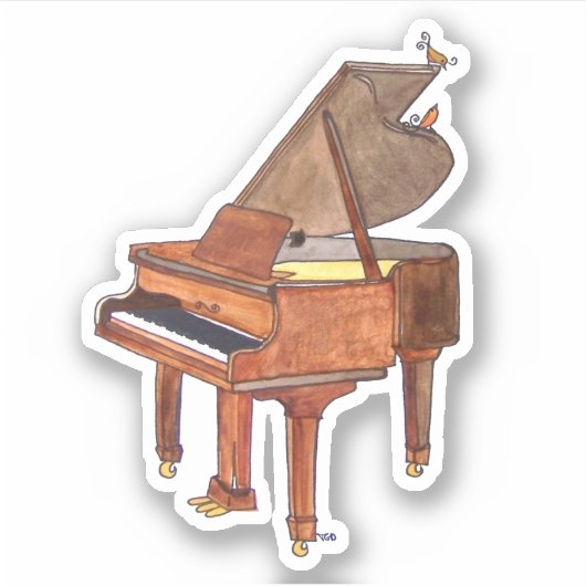 Waterverf Piano Scrapbook Sticker (Voorkant)
