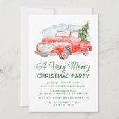 Waterverf  pick-up truck kerstfeest kaart (Voorkant)