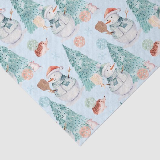 Waterverf Pickleball Snowmen Tissuepapier (Detail)