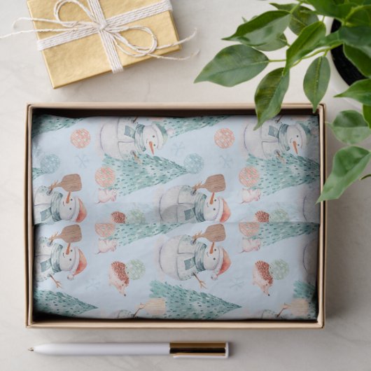 Waterverf Pickleball Snowmen Tissuepapier (Geschenk)