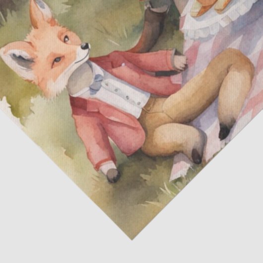 Waterverf Picknick met Woodland Friends decoupage Tissuepapier (Detail)