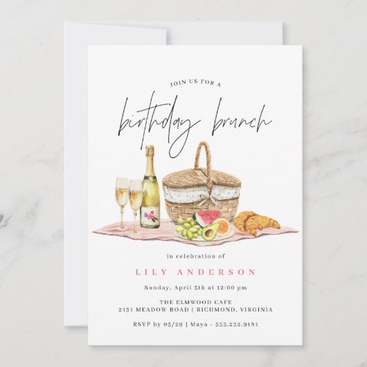 Waterverf picknick | Schattigee Casual verjaardags Kaart (Voorkant)