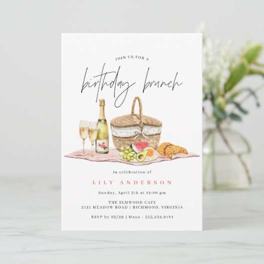 Waterverf picknick | Schattigee Casual verjaardags Kaart (Staand voorkant)