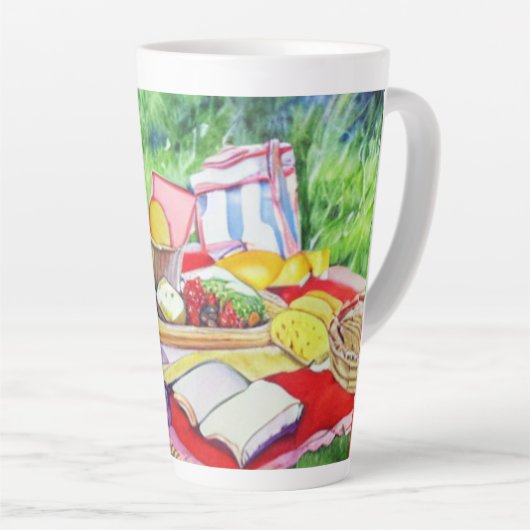 Waterverf picknickdatum latte mok (Rechterhoek)
