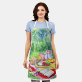 Waterverf picknickdatum schort (Gedragen)