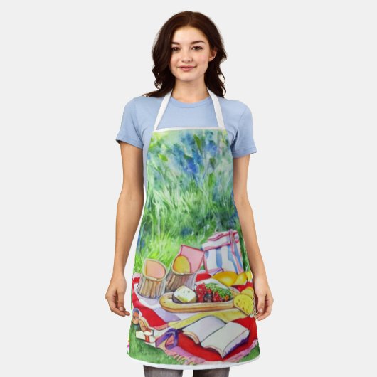 Waterverf picknickdatum schort (Gedragen)