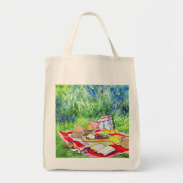 Waterverf picknickdatum tote bag