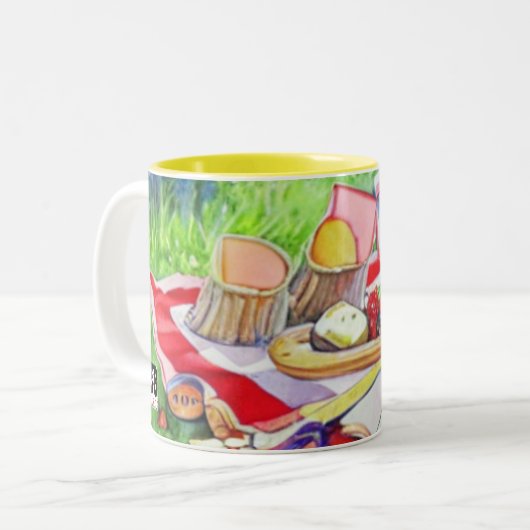 Waterverf picknickdatum tweekleurige koffiemok (Voorkant links)
