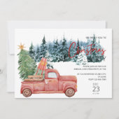 Waterverf Pickup Red Truck Rustige kerstparty Kaart (Voorkant)