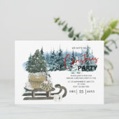 Waterverf Pickup Sleigh Rustige kerstparty Kaart (Staand voorkant)