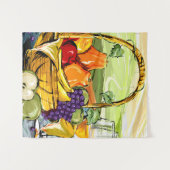 Waterverf Picnic Fruit Basket and Wine Tapestry Wandkleed (Voorkant (horizontaal))