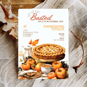 Waterverf Pie Rustieke Thanksgiving Potluck Uitnod Feestdagenkaart