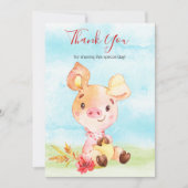 Waterverf Piggy Boerderij dank u Bedankkaart (Voorkant)
