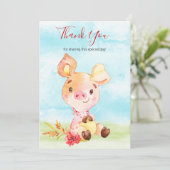 Waterverf Piggy Boerderij dank u Bedankkaart (Staand voorkant)