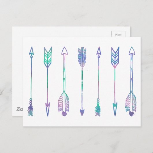 Waterverf Pijl afdrukken Briefkaart (Voorkant / Achterkant)