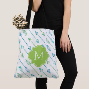 Waterverf pijlen patroon monogrammen tote bag