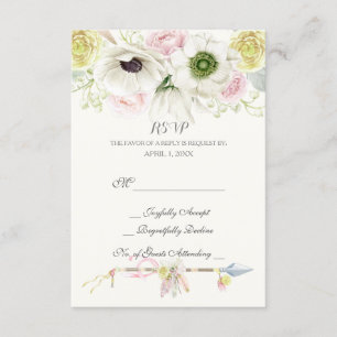 Waterverf Pijlen Veren Bloem Boho Stam RSVP Kaartje