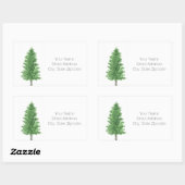 Waterverf Pijn Boom 2 Adresetiketten Rechthoekige Sticker (Vel)