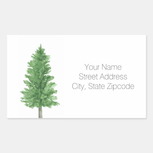 Waterverf Pijn Boom 2 Adresetiketten Rechthoekige Sticker (Voorkant)