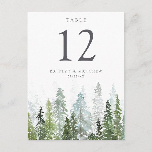 Waterverf Pijn Bos Bodenbindnummer Briefkaart (Voorkant)