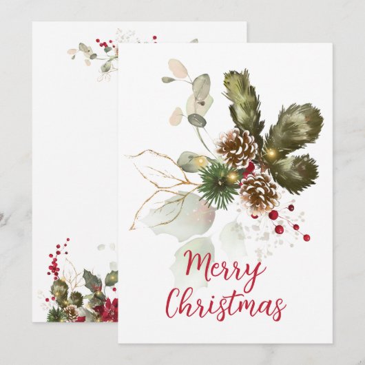 Waterverf Pijn Cones & Eucalyptuskerstmis (Voorkant / Achterkant)