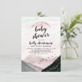 Waterverf Pijn Forest & Mountains Baby shower Kaart (Staand voorkant)