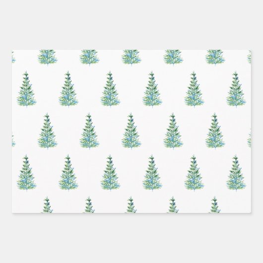 Waterverf Pijn Tree Patronen Inpakpapier Vel (Voorkant 3)