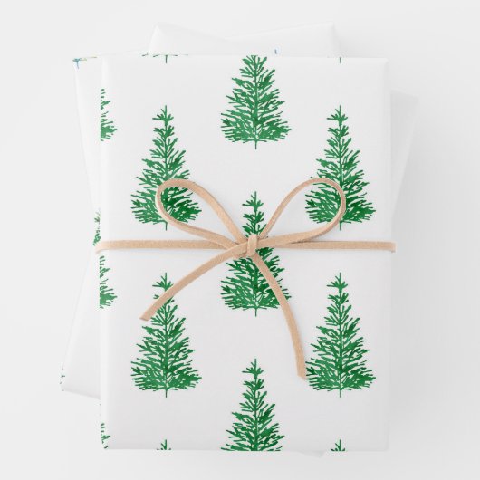 Waterverf Pijn Tree Patronen Inpakpapier Vel (In situ)