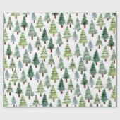 Waterverf Pijn Tree Winter Forest Pattern Cadeaupapier (Vlak)