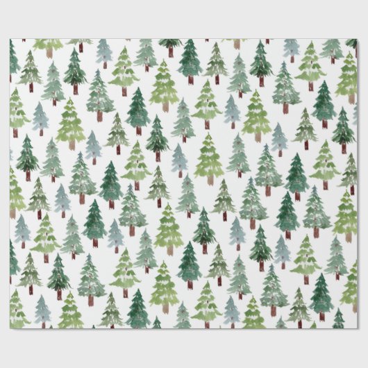 Waterverf Pijn Tree Winter Forest Pattern Cadeaupapier (Vlak)